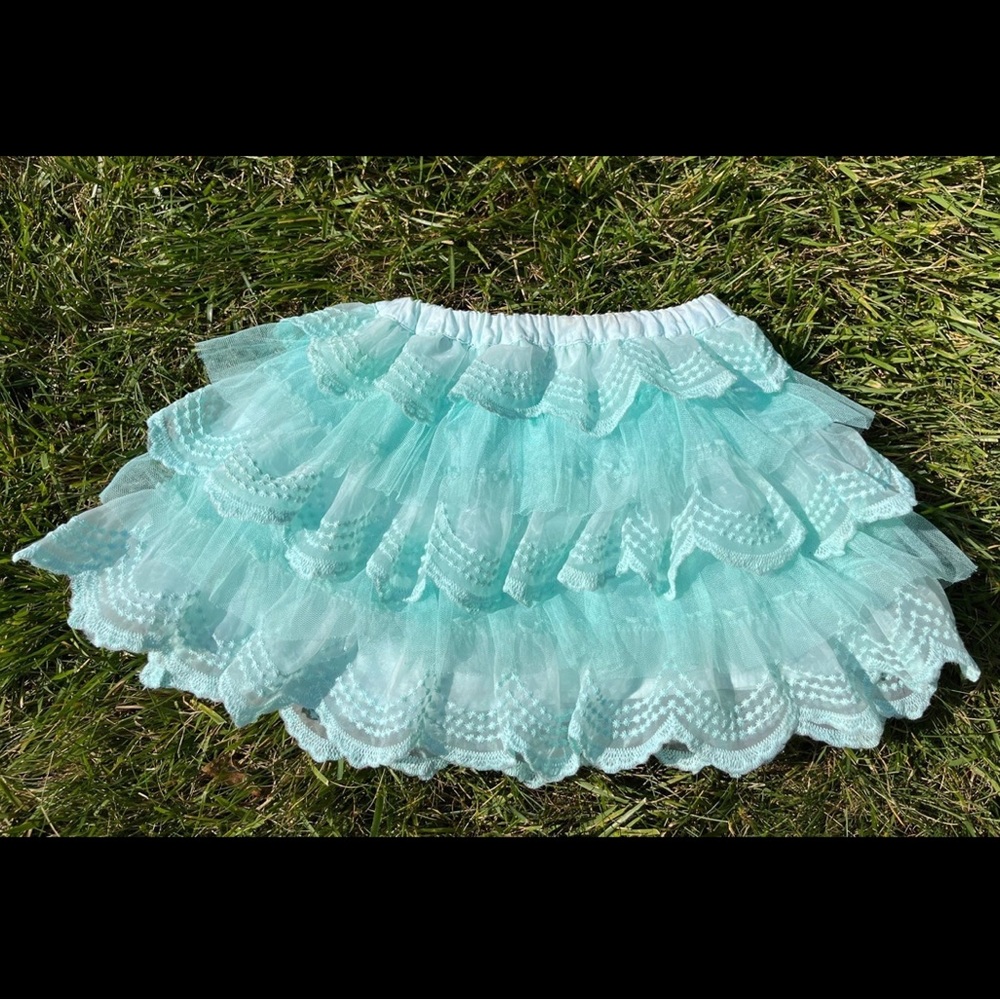 Matilda Jane Happy & Free Peppermint Patty
Ruffle Tulle Skirt Aqua Lace Tutu